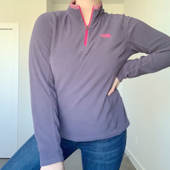 The North Face Quarter Zip Purple Fleece Jacket - Picture 1 of 8